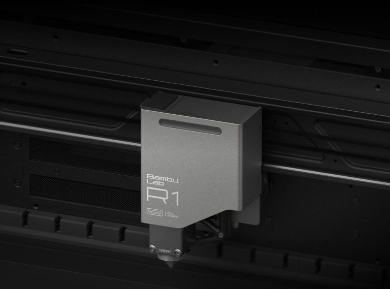 Close view of the Bambu Lab R1 laser head