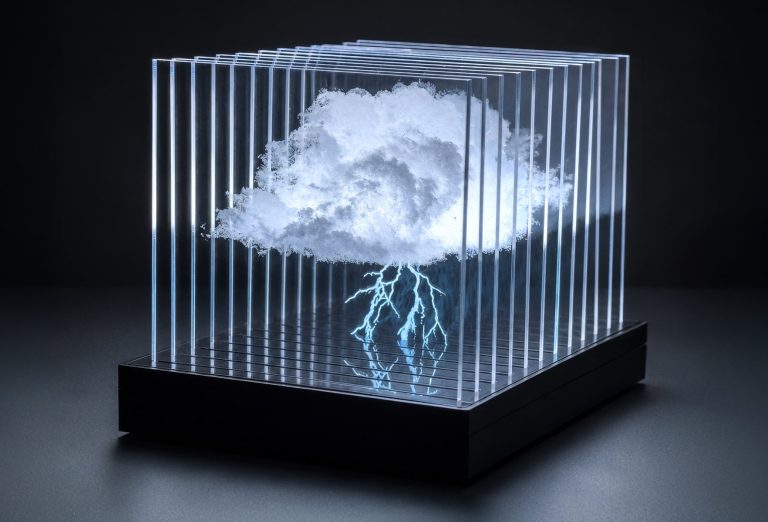 Layered engraved acrylic cloud lamp, a sample project Bambu Lab shows for the R1