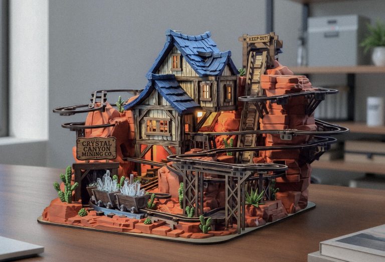 Laser cut house diorama, a sample project Bambu Lab shows for the R1