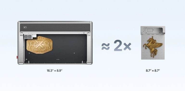 xTool’s comparison graphic for metal embossing on the X1